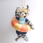 海に来ました☆猫マスコット　羊毛フェルト