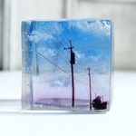 Cube (L) 夕暮れ 空 レジン キーホルダー 