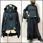 【ロング丈】タクティカルパーカ ブラック＋ネオンイエロー