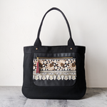 A4対応◆ インド刺繍リボン ＆ 帆布 トートバッグ [ブラック Ｌ]