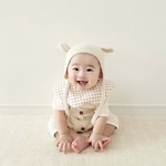 【new!】2023AW  knit billow✍🏻　ブラウン　ウェーブ型　スタイ　360°  チェック柄　ニット生地