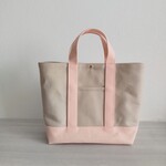 帆布トートバッグL アイボリー×シェルピンク 倉敷帆布