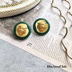 H91.🐯‪💚みどり×虎さん タイガー 緑 アニマル ピアス イヤリング 大ぶり 豹柄  グリーン ゴールド gold メタル 目を引く 特別 インポート インパクト 金属アレルギー対応 レトロ 