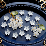 新作★10mm ジャスミン　桜　セラスチューム　サクラソウ　お花のガラスビーズ  ホワイト