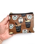 感謝セール品❤️超便利ラミネートミニポーチ　くま🐻‍❄️カフェ☕️ 10cmファスナー　裏面クリア生地