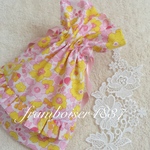 輸入リバティ　ベッツィ   Strawberry Lemonade フリル巾着