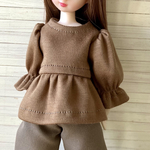 ペプラムトップス☆リカちゃんブライスの洋服(茶系)
