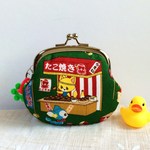 レトロ動物＊*たこやき屋さん*がま口ポーチ*小銭入れ