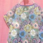 秋冬ゴブラン織り 花柄半袖ワンピース　mix