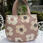 トートバッグ　お花柄トートバッグ　くすみピンク色　Ｄカンなし