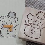 消しゴムはんこ♪　くま　雪だるま　年賀状　冬　スノーマン　スタンプ