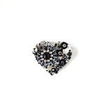 Antique Silver Beads Reunion ハートのビーズ刺繍ブローチ