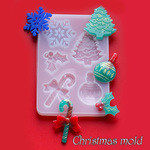 シリコンモールド クリスマス オーナメント チャーム 飾り レジンクラフト レジン型 ツリー 雪 結晶 冬 1個 mold-325 GreenRoseYumi