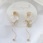 紫陽花纏う耳飾り　ﾗｳﾝﾄﾞ×ﾍﾞｰｼﾞｭ❁︎ピアス　イヤリング