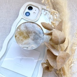 ベールをかけたような柔らかいアートのスマホグリップ ―くすみブラウン―