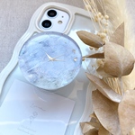 ベールをかけたような柔らかいアートのスマホグリップ ―くすみパープル 時計 ver―