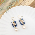 コットンパールとデニムのピアス  イヤリング変更可