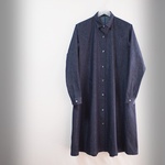セール50％オフ🔥たった一つの…レディス💛岡山井原産💛6オンスデニム💛シャツカラー💛パネルライン💛フレアーワンピース💛フリーサイズ💛インディゴ