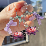 【引越しありがとうセール】限定デザイン 芳月下美人 リボン 揺れる ピアス イヤリング