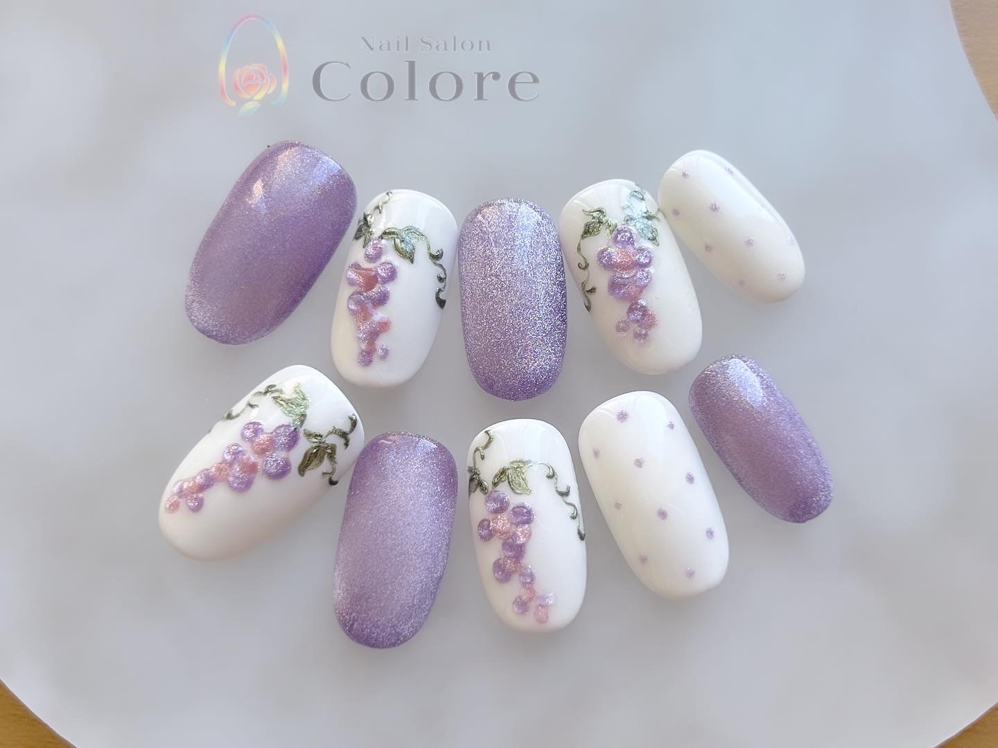 キラキラぶどうのぷっくりネイルチップ🍇 秋ネイル 冬ネイル ネイル