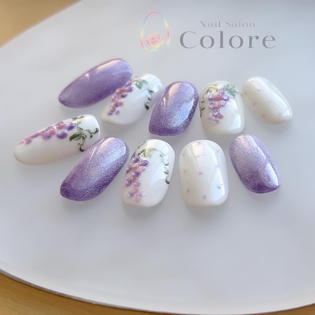 キラキラぶどうのぷっくりネイルチップ🍇 秋ネイル 冬ネイル ネイル