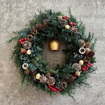ボールバードと木の実のリース　　クリスマス　クリスマスリース