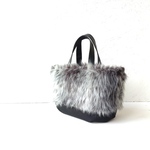 グレーMIXフェイクファーと黒帆布  トートバッグ