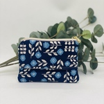 北欧フラワー柄ネイビー☆ポケットティッシュケースポーチ♪
