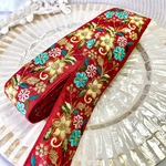 [50cm] インド刺繍リボン　ファブリック　レッド