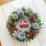再3【クリスマス早割】木馬のクリスマスリース(約28cm）クリスマス飾り　クリスマスプレゼント　リモート部屋　玄関リース　結婚祝い　出産祝い　新築祝い　誕生日
