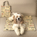 ヴィンテージ風リバーシブルマット　オフホワイト　犬用マット　カフェマット