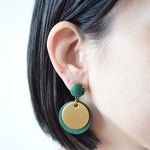  Double Marble【レザーピアス/イヤリング】 “green”