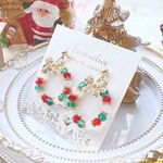 クリスマス リース ピアス/イヤリング