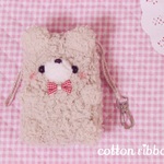 ♡　もこもこくまさん　《薄茶》　⋈ エコバック入れ巾着ポーチ　♡