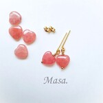 【14Kgf】インカローズ　ハートピアス／イヤリング
