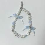 beads strap  awaawa blue〈ビーズストラップ〉〈リボンストラップ〉