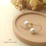 1粒パールとハート❤︎ リニューアル作品 結婚式/入園式 入学式 樹脂ピアス/チタンピアス ブライダル ノンホールピアス/プチギフト シンプル 