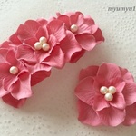 紫陽花とパールの親子お揃いヘアアクセサリーセット☆ピンク