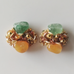 Green Strawberry quartz + Agate ＆< sequins + Brass beads + Gold beads + Glass beads >＊