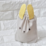 うさぎ コップ袋 黄色ストライプ ※定形外無料  ［ 雑貨 布小物 動物 子供 入園 入学  キッズ プレゼント お祝い 巾着 ギフト］