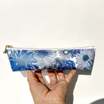 ラミネートマチありペンケース❣️北欧花柄ブルー　20cmファスナー