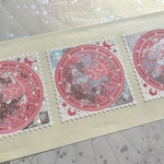 切手型箔押しシール5枚セット【月と星の物語】正方形