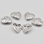 フォトロケット ハート柄 小 シルバー 10個 1.5cm K-006 ネックレストップ ペンダントトップ 写真ロケット ハンドメイドパーツ ビーズクラブ [4582434342704]