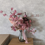 カラー＆胡蝶蘭のモーブピンクbouquet □アンスリウム□ アーティフィシャルフラワー　ウェディングブーケ 