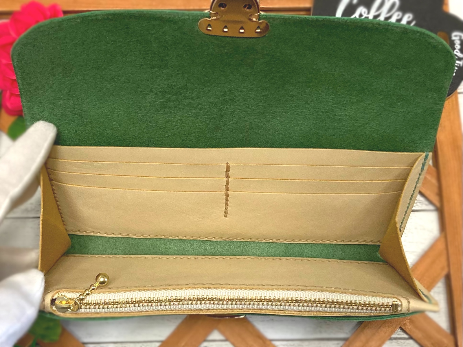 Ryo 本革 ダークグリーン 長財布　占い師の財布　収入アップ Ryo 本革 ダークグリーン 長財布 占い師の財布 収入アップ 楽天