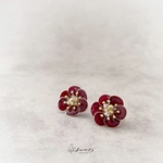 NEW！ボルドーフラワーのピアス・イヤリング／クリスマス・秋ピアス・秋イヤリング