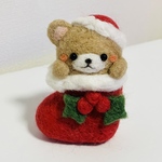 羊毛フェルト　ブーツInサンタくまさん