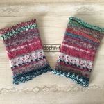 クリスマスカラー🎄リストウォーマー　オパール毛糸　手編み　#4