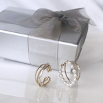 【minne限定】【お得なクリスマスギフトセット】diagonal 14kgf×silver925 & pearl イヤーカフ　4連　パール