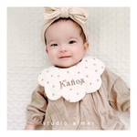[  small flower bib   ]   名入れ  スタイ  刺繍  ガーゼ  出産祝い  ラッピング  女の子  男の子  360°  ラウンド  360度